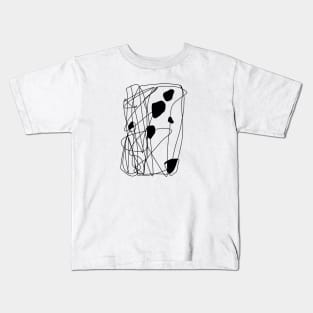 abstract black line art Kids T-Shirt